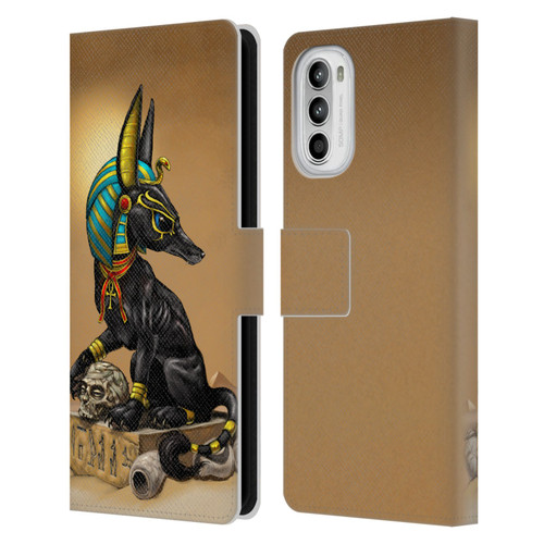 Stanley Morrison Art Egyptian Black Jackal Anubis Leather Book Wallet Case Cover For Motorola Moto G52