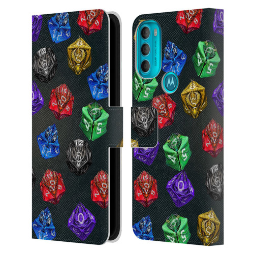 Stanley Morrison Art Six Dragons Gaming Dice Set Leather Book Wallet Case Cover For Motorola Moto G71 5G