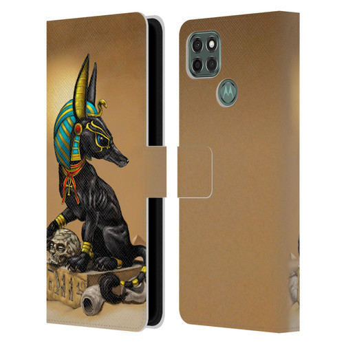 Stanley Morrison Art Egyptian Black Jackal Anubis Leather Book Wallet Case Cover For Motorola Moto G9 Power