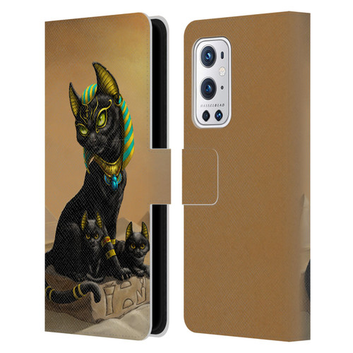 Stanley Morrison Art Egyptian Bastet Cat & Kittens Leather Book Wallet Case Cover For OnePlus 9 Pro