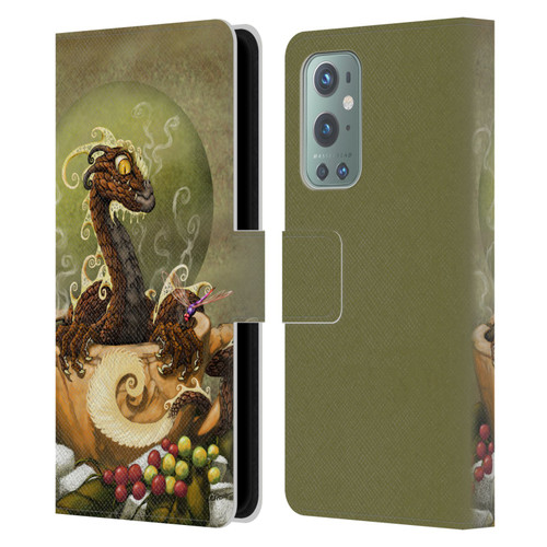 Stanley Morrison Art Brown Coffee Dragon Dragonfly Leather Book Wallet Case Cover For OnePlus 9