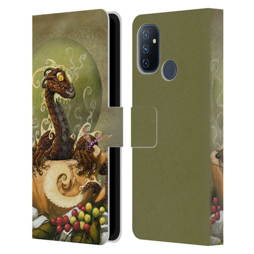 Stanley Morrison Art Brown Coffee Dragon Dragonfly Leather Book Wallet Case Cover For OnePlus Nord N100