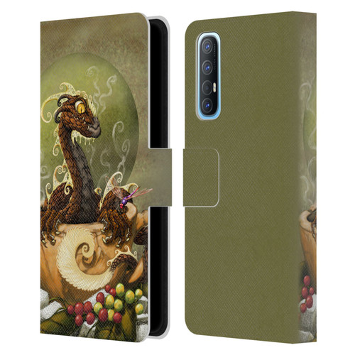 Stanley Morrison Art Brown Coffee Dragon Dragonfly Leather Book Wallet Case Cover For OPPO Find X2 Neo 5G