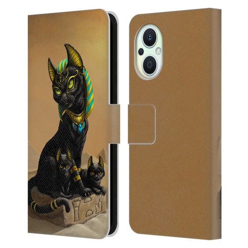 Stanley Morrison Art Egyptian Bastet Cat & Kittens Leather Book Wallet Case Cover For OPPO Reno8 Lite