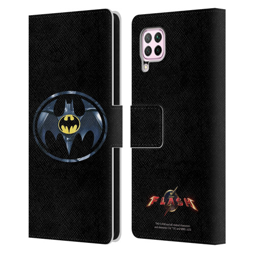 The Flash 2023 Graphics Black Batman Logo Leather Book Wallet Case Cover For Huawei Nova 6 SE / P40 Lite