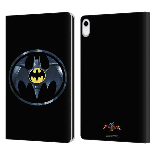 The Flash 2023 Graphics Black Batman Logo Leather Book Wallet Case Cover For Apple iPad 10.9 2022/2025