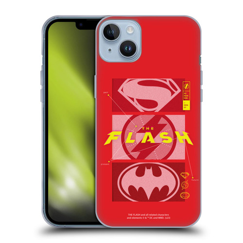 The Flash 2023 Graphics Superhero Logos Soft Gel Case for Apple iPhone 14 Plus