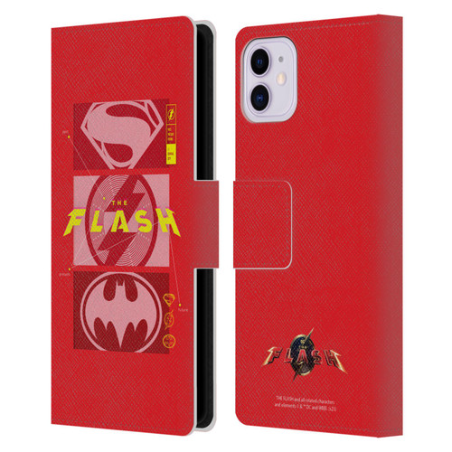 The Flash 2023 Graphics Superhero Logos Leather Book Wallet Case Cover For Apple iPhone 11