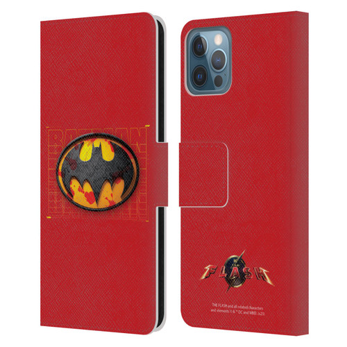 The Flash 2023 Graphics Batman Logo Leather Book Wallet Case Cover For Apple iPhone 12 / iPhone 12 Pro