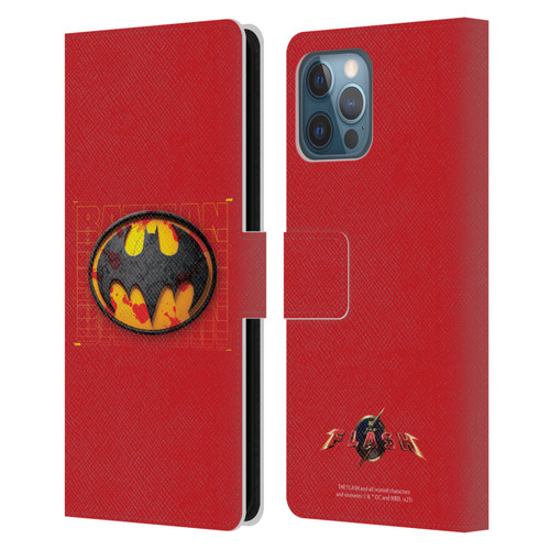The Flash 2023 Graphics Batman Logo Leather Book Wallet Case Cover For Apple iPhone 12 Pro Max