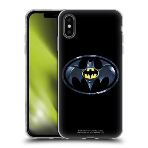 The Flash 2023 Graphics Black Batman Logo Soft Gel Case for Apple iPhone XS Max