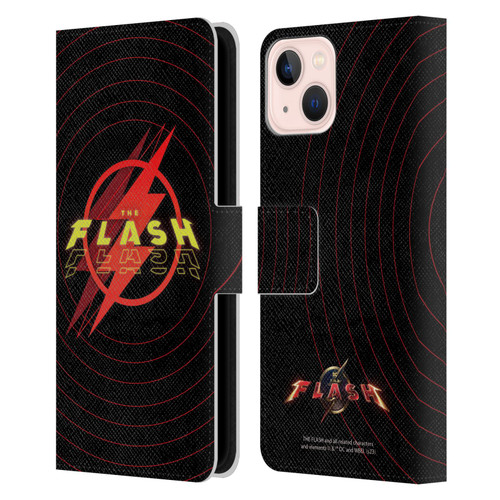The Flash 2023 Graphics Logo Leather Book Wallet Case Cover For Apple iPhone 13