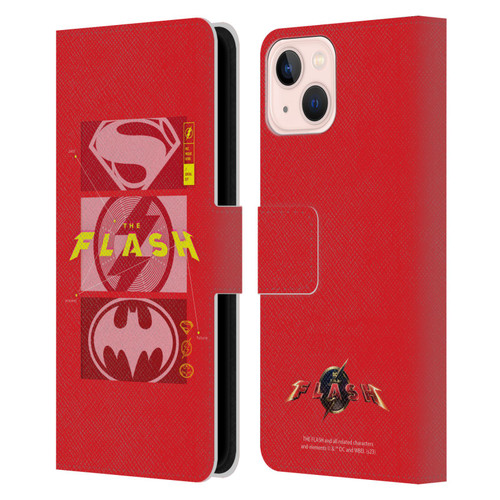 The Flash 2023 Graphics Superhero Logos Leather Book Wallet Case Cover For Apple iPhone 13