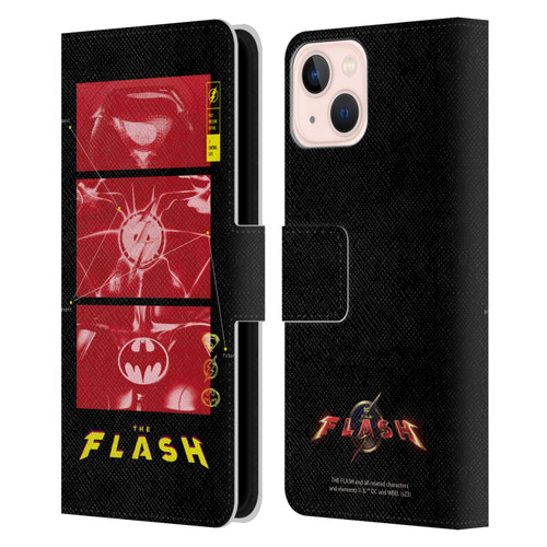 The Flash 2023 Graphics Suit Logos Leather Book Wallet Case Cover For Apple iPhone 13