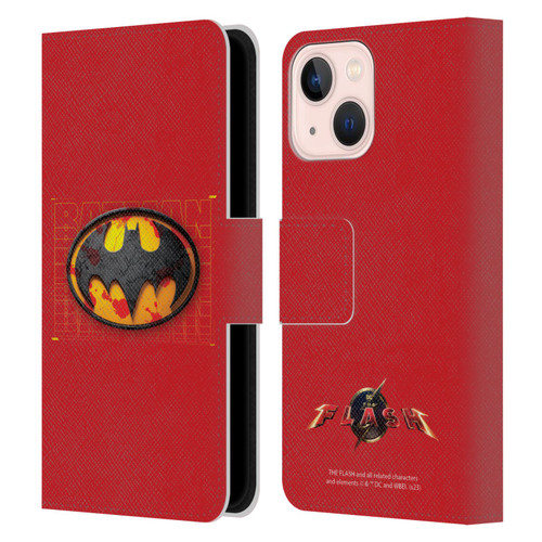 The Flash 2023 Graphics Batman Logo Leather Book Wallet Case Cover For Apple iPhone 13 Mini