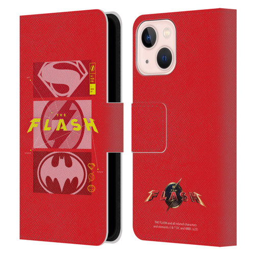 The Flash 2023 Graphics Superhero Logos Leather Book Wallet Case Cover For Apple iPhone 13 Mini