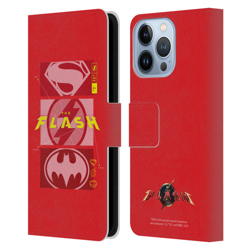 The Flash 2023 Graphics Superhero Logos Leather Book Wallet Case Cover For Apple iPhone 13 Pro