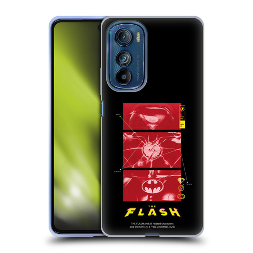 The Flash 2023 Graphics Suit Logos Soft Gel Case for Motorola Edge 30