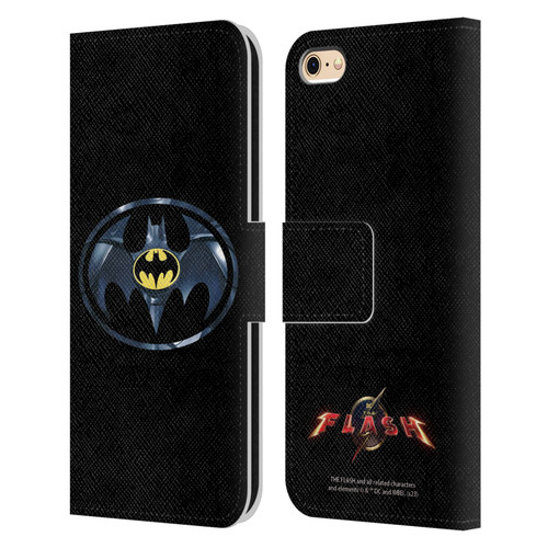 The Flash 2023 Graphics Black Batman Logo Leather Book Wallet Case Cover For Apple iPhone 6 / iPhone 6s