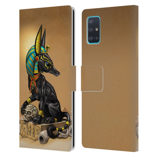 Stanley Morrison Art Egyptian Black Jackal Anubis Leather Book Wallet Case Cover For Samsung Galaxy A51 (2019)