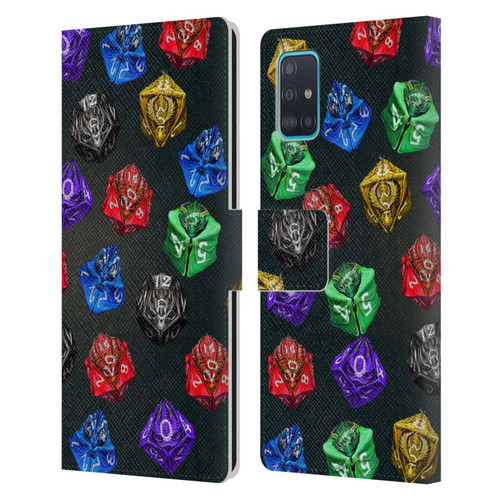 Stanley Morrison Art Six Dragons Gaming Dice Set Leather Book Wallet Case Cover For Samsung Galaxy A51 (2019)