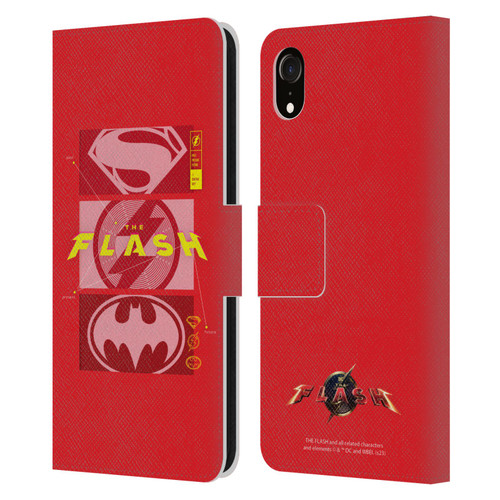 The Flash 2023 Graphics Superhero Logos Leather Book Wallet Case Cover For Apple iPhone XR