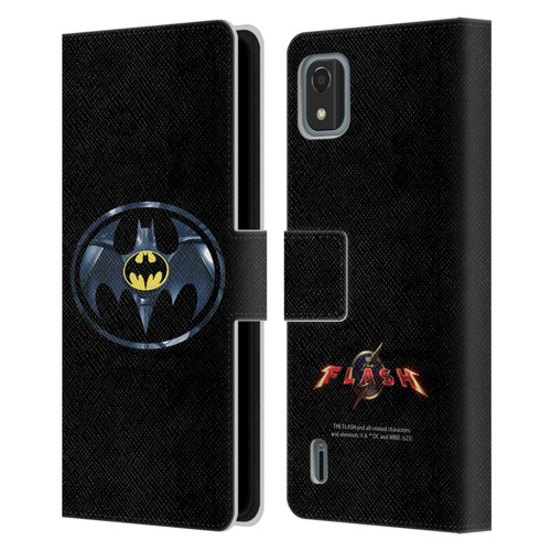 The Flash 2023 Graphics Black Batman Logo Leather Book Wallet Case Cover For Nokia C2 2nd Edition