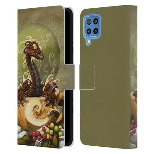 Stanley Morrison Art Brown Coffee Dragon Dragonfly Leather Book Wallet Case Cover For Samsung Galaxy F22 (2021)