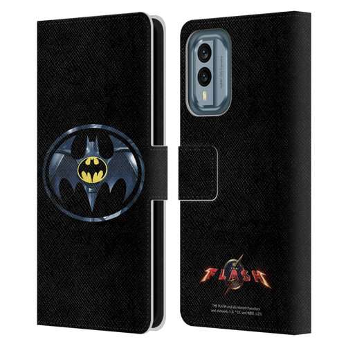 The Flash 2023 Graphics Black Batman Logo Leather Book Wallet Case Cover For Nokia X30