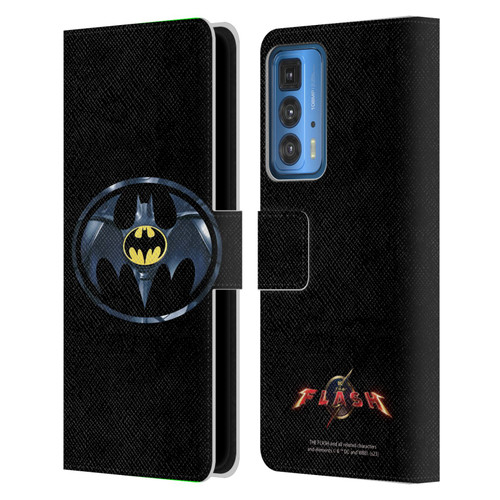 The Flash 2023 Graphics Black Batman Logo Leather Book Wallet Case Cover For Motorola Edge (2022)