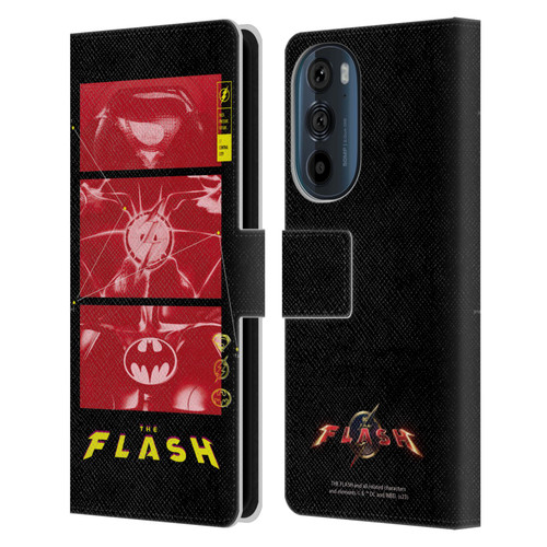 The Flash 2023 Graphics Suit Logos Leather Book Wallet Case Cover For Motorola Edge 30