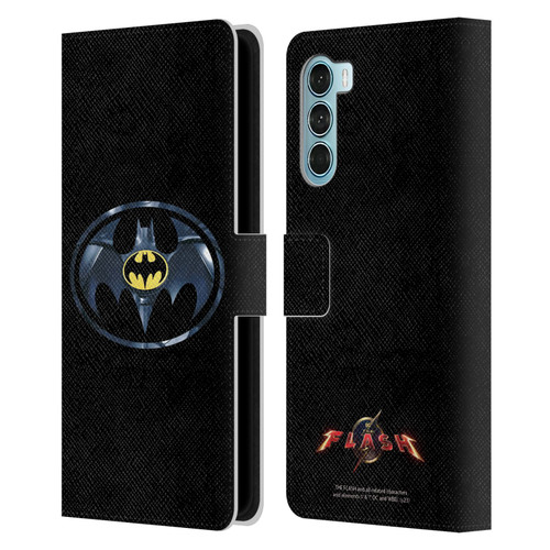 The Flash 2023 Graphics Black Batman Logo Leather Book Wallet Case Cover For Motorola Edge S30 / Moto G200 5G
