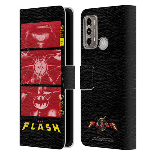 The Flash 2023 Graphics Suit Logos Leather Book Wallet Case Cover For Motorola Moto G60 / Moto G40 Fusion