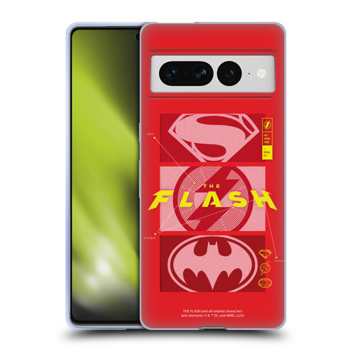 The Flash 2023 Graphics Superhero Logos Soft Gel Case for Google Pixel 7 Pro