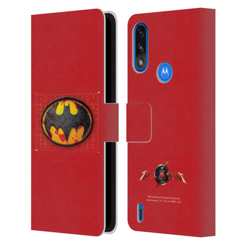 The Flash 2023 Graphics Batman Logo Leather Book Wallet Case Cover For Motorola Moto E7 Power / Moto E7i Power