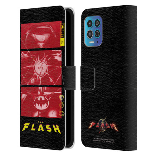 The Flash 2023 Graphics Suit Logos Leather Book Wallet Case Cover For Motorola Moto G100