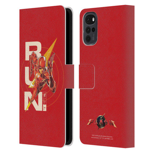 The Flash 2023 Graphics Barry Allen Run Leather Book Wallet Case Cover For Motorola Moto G22