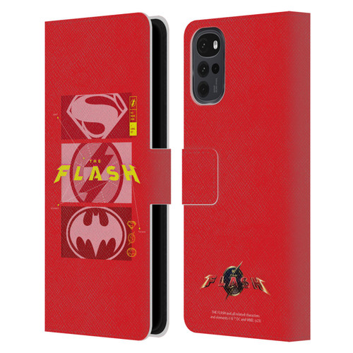 The Flash 2023 Graphics Superhero Logos Leather Book Wallet Case Cover For Motorola Moto G22