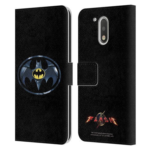 The Flash 2023 Graphics Black Batman Logo Leather Book Wallet Case Cover For Motorola Moto G41