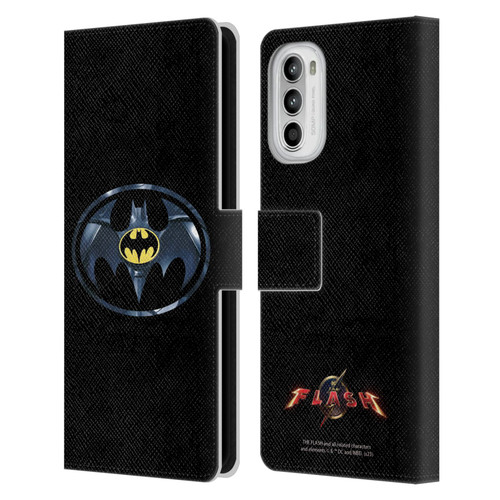 The Flash 2023 Graphics Black Batman Logo Leather Book Wallet Case Cover For Motorola Moto G52