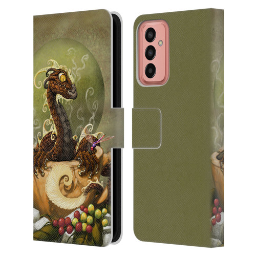 Stanley Morrison Art Brown Coffee Dragon Dragonfly Leather Book Wallet Case Cover For Samsung Galaxy M13 (2022)
