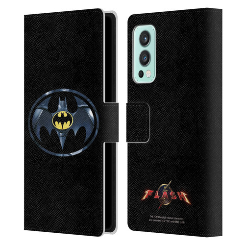 The Flash 2023 Graphics Black Batman Logo Leather Book Wallet Case Cover For OnePlus Nord 2 5G