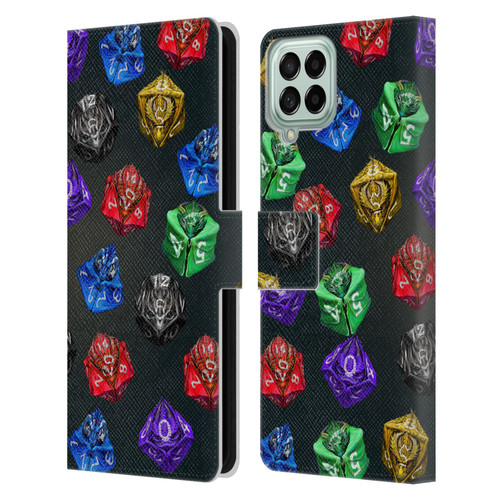 Stanley Morrison Art Six Dragons Gaming Dice Set Leather Book Wallet Case Cover For Samsung Galaxy M33 (2022)