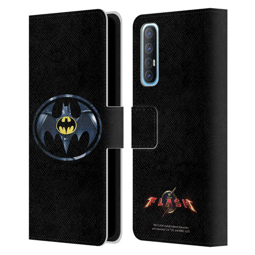 The Flash 2023 Graphics Black Batman Logo Leather Book Wallet Case Cover For OPPO Find X2 Neo 5G