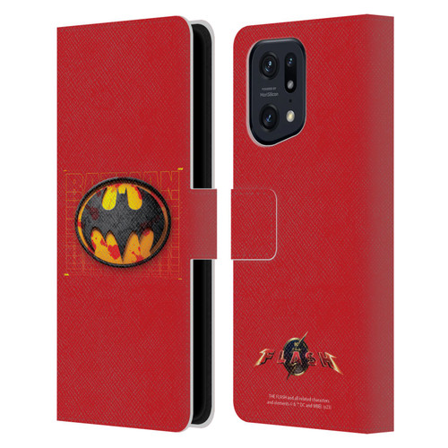 The Flash 2023 Graphics Batman Logo Leather Book Wallet Case Cover For OPPO Find X5 Pro