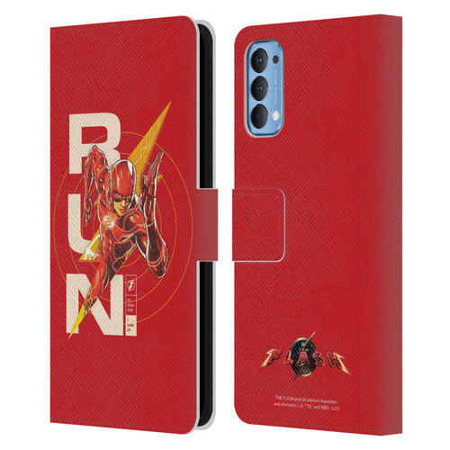 The Flash 2023 Graphics Barry Allen Run Leather Book Wallet Case Cover For OPPO Reno 4 5G
