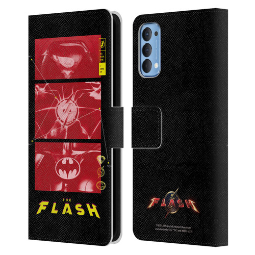 The Flash 2023 Graphics Suit Logos Leather Book Wallet Case Cover For OPPO Reno 4 5G