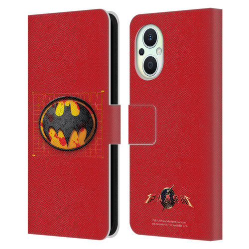 The Flash 2023 Graphics Batman Logo Leather Book Wallet Case Cover For OPPO Reno8 Lite