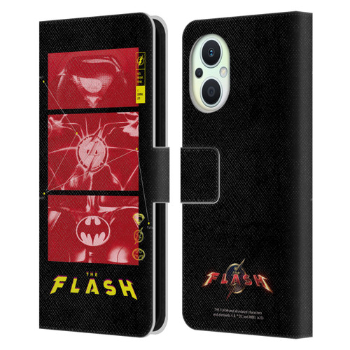 The Flash 2023 Graphics Suit Logos Leather Book Wallet Case Cover For OPPO Reno8 Lite