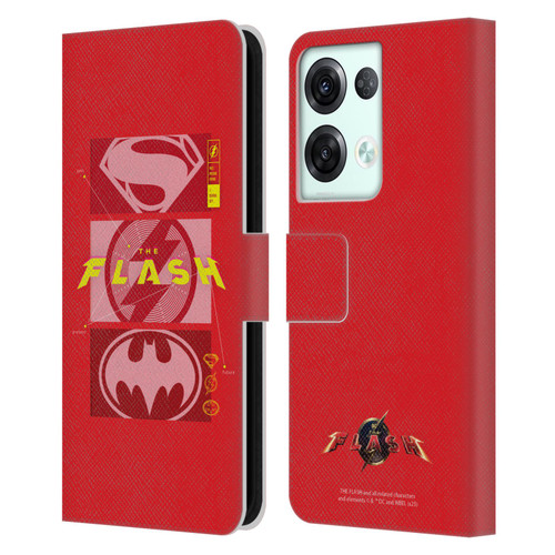 The Flash 2023 Graphics Superhero Logos Leather Book Wallet Case Cover For OPPO Reno8 Pro